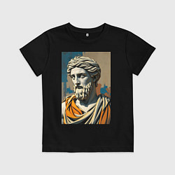 Футболка хлопковая детская Античная статуя в теплых тонах, цвет: черный
