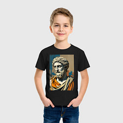 Футболка хлопковая детская Античная статуя в теплых тонах, цвет: черный — фото 2