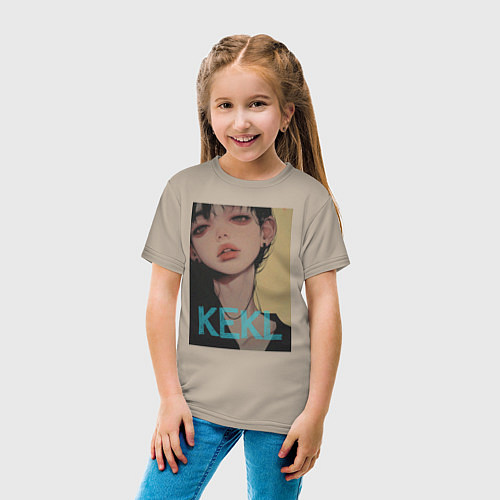 Детская футболка Mood girl kekl / Миндальный – фото 4