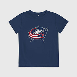Футболка хлопковая детская Columbus blue jackets - hockey team - emblem, цвет: тёмно-синий