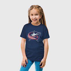 Футболка хлопковая детская Columbus blue jackets - hockey team - emblem, цвет: тёмно-синий — фото 2