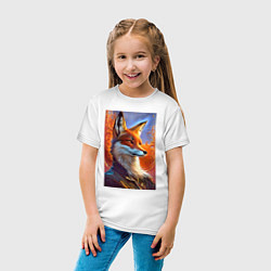 Футболка хлопковая детская Fox fashionista - ai art fantasy, цвет: белый — фото 2