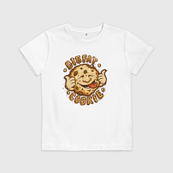 Футболка хлопковая детская Жирное печенько, цвет: белый