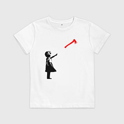 Футболка хлопковая детская Девочка и топор, цвет: белый