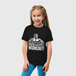 Футболка хлопковая детская Arnold - hasta la vista workout, цвет: черный — фото 2