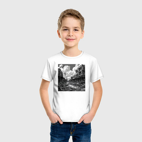 Детская футболка Разрушенный город / Белый – фото 3
