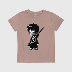 Футболка хлопковая детская Маленький воин-самурай, цвет: пыльно-розовый