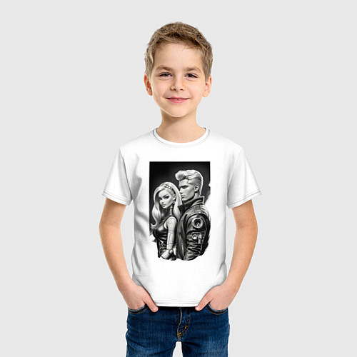 Детская футболка Барби и Кен - киберпанк эскиз / Белый – фото 3