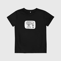 Футболка хлопковая детская Старый фотоаппарат, цвет: черный