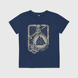 Футболка хлопковая детская Воин с щитом и мечом, цвет: тёмно-синий