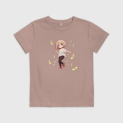 Футболка хлопковая детская Танец тиби, цвет: пыльно-розовый