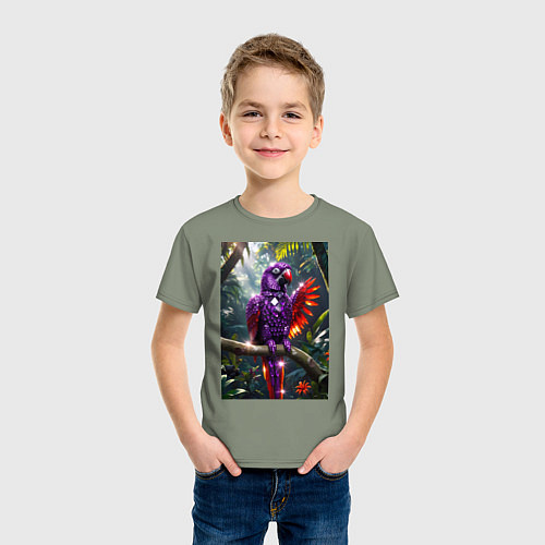 Детская футболка Попугай из драгоценных камней / Авокадо – фото 3