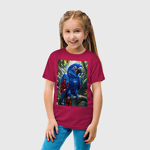 Детская футболка Попугай из драгоценных камней / Маджента – фото 4