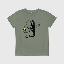 Футболка хлопковая детская Червяк с бананом, цвет: авокадо