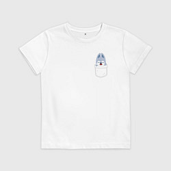 Футболка хлопковая детская Wolf Chan in pocket, цвет: белый