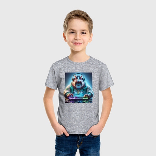 Детская футболка Hippo - esports player / Меланж – фото 3