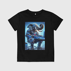 Футболка хлопковая детская Слоняра киберспортсмен - киберпанк, цвет: черный