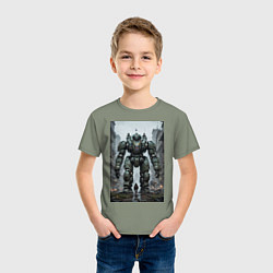 Футболка хлопковая детская Конвой роботов в городе, цвет: авокадо — фото 2