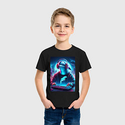 Футболка хлопковая детская Dolphin is esports player - ai art fantasy, цвет: черный — фото 2
