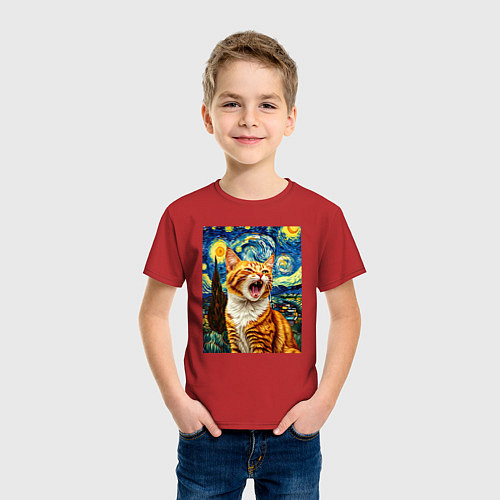 Детская футболка Крик котика / Красный – фото 3