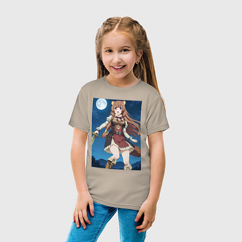 Детская футболка Рафталия сражается в ночи / Миндальный – фото 4