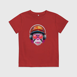 Футболка хлопковая детская Музыкальная мартышка, цвет: красный
