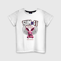 Футболка хлопковая детская Sum 41 розовый кролик, цвет: белый
