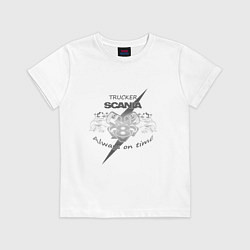 Футболка хлопковая детская Scania always on time, цвет: белый