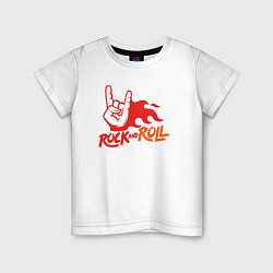 Футболка хлопковая детская Rock and roll fire, цвет: белый