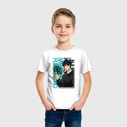 Футболка хлопковая детская Мегуми фусигуро заклинатель, цвет: белый — фото 2