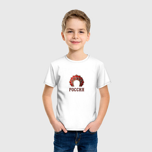 Детская футболка Кокошник: россия / Белый – фото 3