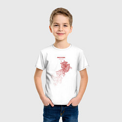 Футболка хлопковая детская Карта Москва красная, цвет: белый — фото 2
