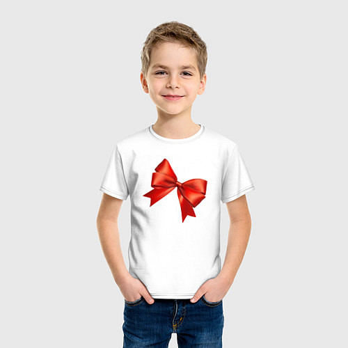 Детская футболка Красный бантик / Белый – фото 3