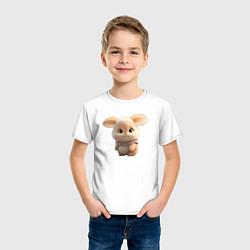 Футболка хлопковая детская Пушистый зайка, цвет: белый — фото 2