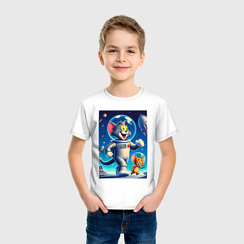 Детская футболка Космонавты Том и Джерри / Белый – фото 3
