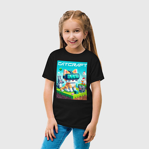 Детская футболка Catcraft - collaboration ai art / Черный – фото 4