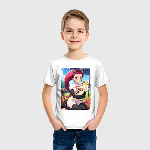 Детская футболка Джесси и Мяут на пикнике / Белый – фото 3