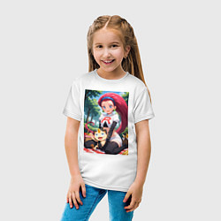 Футболка хлопковая детская Джесси и Мяут на пикнике, цвет: белый — фото 2