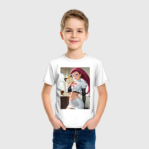 Детская футболка Джесси и Мяут - команда Р: Покемоны / Белый – фото 3