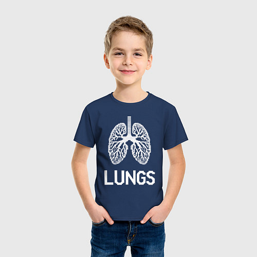 Детская футболка Легкие пиксельные / Тёмно-синий – фото 3