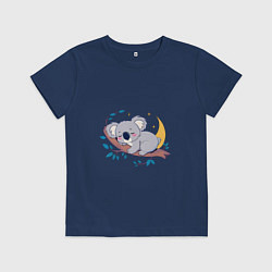 Футболка хлопковая детская Сон коалы на ветке, цвет: тёмно-синий