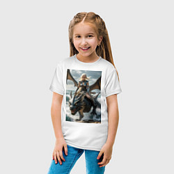 Футболка хлопковая детская Девушка летит на драконе в стиле Игры престолов, цвет: белый — фото 2