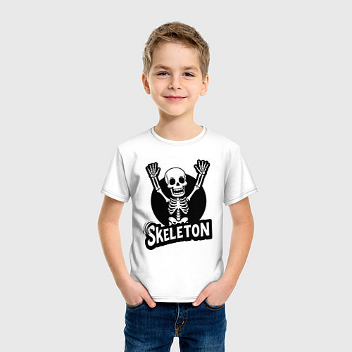 Детская футболка Skeleton с поднятыми руками / Белый – фото 3