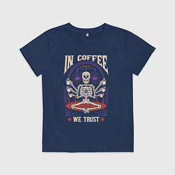 Футболка хлопковая детская In coffee we trust, цвет: тёмно-синий