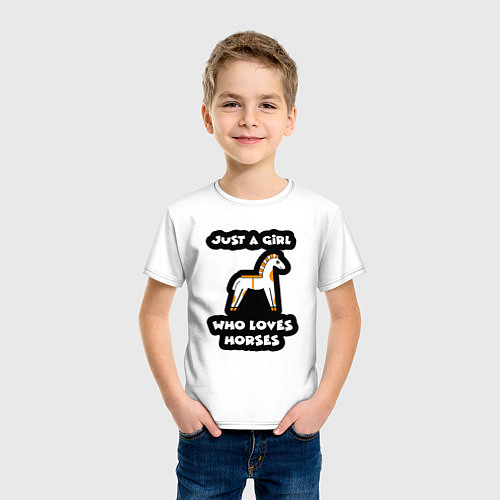 Детская футболка Девочка любящая лошадей / Белый – фото 3