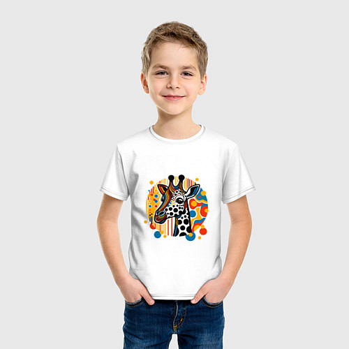 Детская футболка Абстракция жираф в точечку / Белый – фото 3