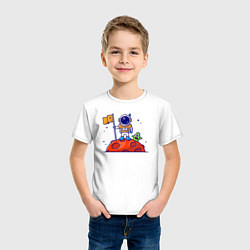 Футболка хлопковая детская Космонавт на Марсе, цвет: белый — фото 2