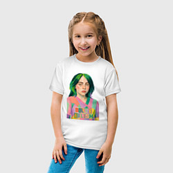 Футболка хлопковая детская Билли Айлиш коллаж, цвет: белый — фото 2