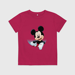Футболка хлопковая детская Микки маус-, цвет: маджента