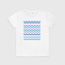 Футболка хлопковая детская Зигзаги - волны, цвет: белый